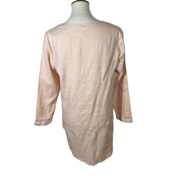 Sundance Pale Pink Linen Tunic with Lace and Shark bite Hi-Lo Detail Size L - Picture 3 of 11